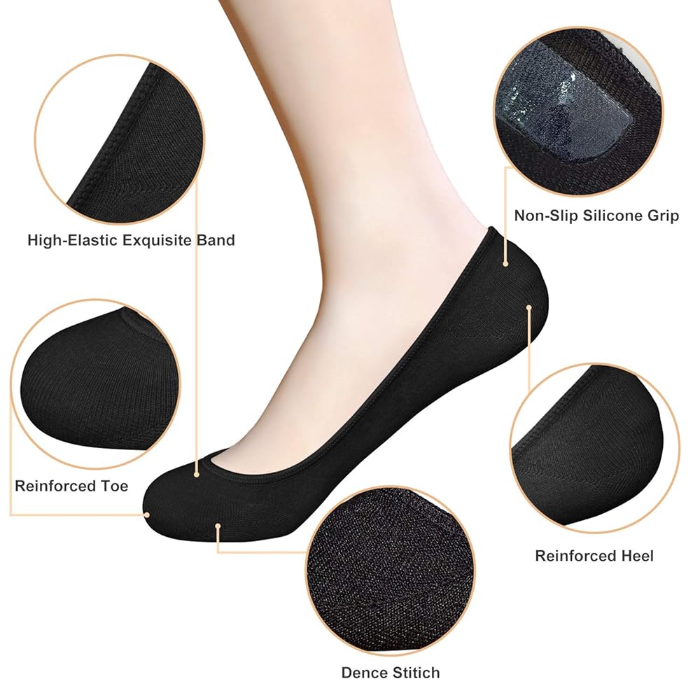 Amazon.com: SIXDAYSOX Black No Show Socks Women 4 Pairs